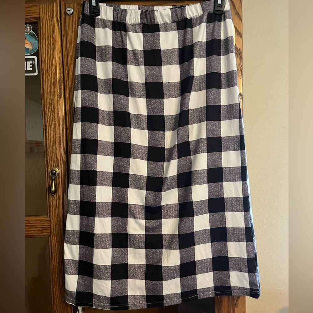 Black and white checkered skirt
